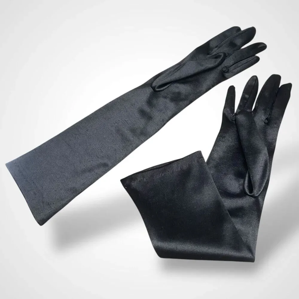 Women Satiny Stretch Long Gloves Halloween Costume Evening Party Cosplay Wedding